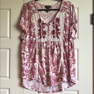 Red and white printed top by Style and Company❤️🤍